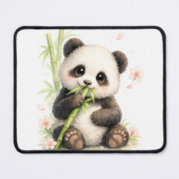 Item preview, Kawaii Panda with Bamboo & Sakura Blossoms designed and sold by ichiyori.