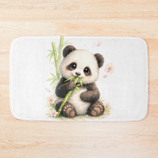 Item preview, Kawaii Panda with Bamboo & Sakura Blossoms designed and sold by ichiyori.