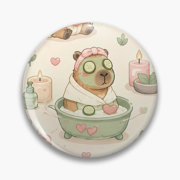 Item preview, Capybara Heart Spa Kawaii Pattern designed and sold by Soft Berry Studio.
