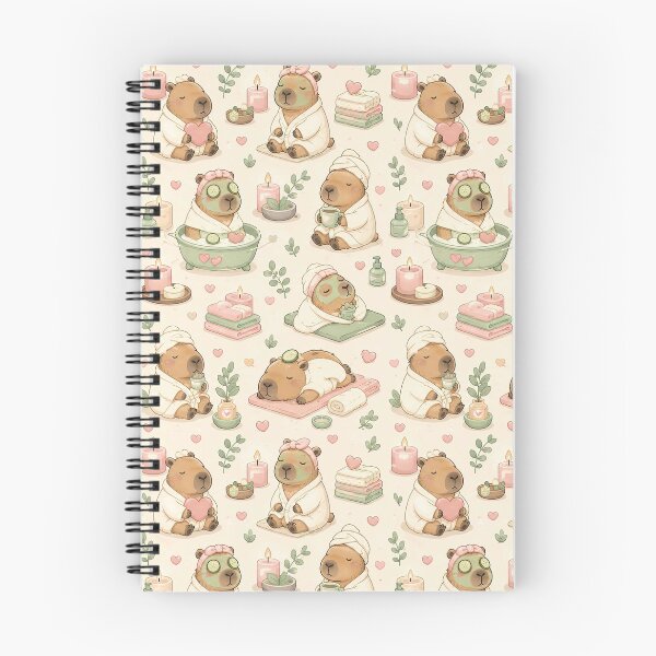 Item preview, Capybara Heart Spa Kawaii Pattern designed and sold by Soft Berry Studio.