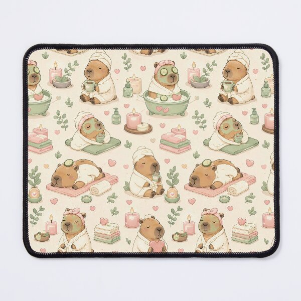 Item preview, Capybara Heart Spa Kawaii Pattern designed and sold by Soft Berry Studio.