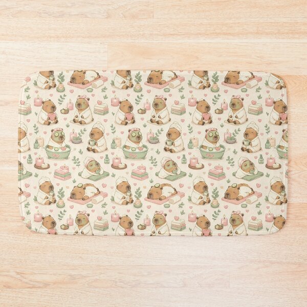 Item preview, Capybara Heart Spa Kawaii Pattern designed and sold by Soft Berry Studio.