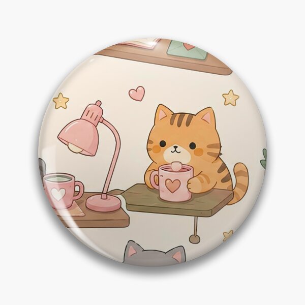 Item preview, Cozy Cat Love Desk Kawaii Pattern designed and sold by Soft Berry Studio.