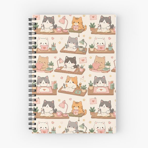 Item preview, Cozy Cat Love Desk Kawaii Pattern designed and sold by Soft Berry Studio.