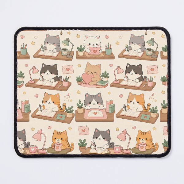 Item preview, Cozy Cat Love Desk Kawaii Pattern designed and sold by Soft Berry Studio.