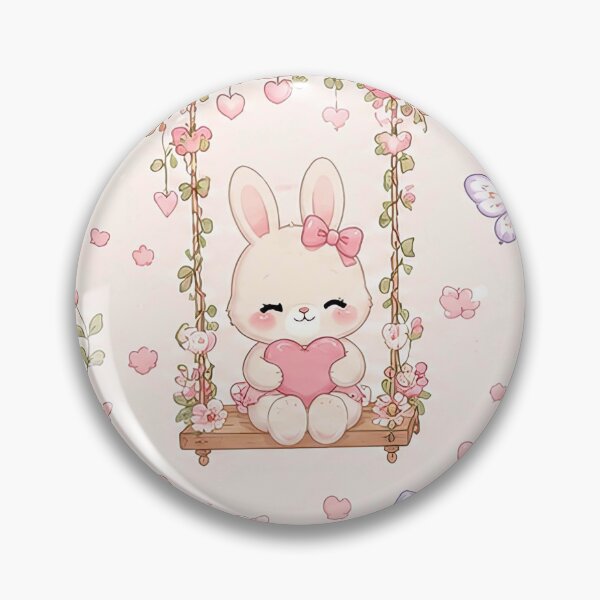 Item preview, Bunny Love Garden Swing Kawaii Pattern designed and sold by Soft Berry Studio.