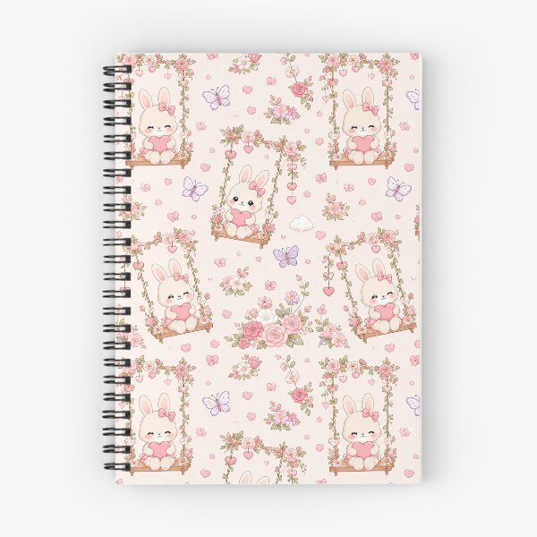 Item preview, Bunny Love Garden Swing Kawaii Pattern designed and sold by Soft Berry Studio.
