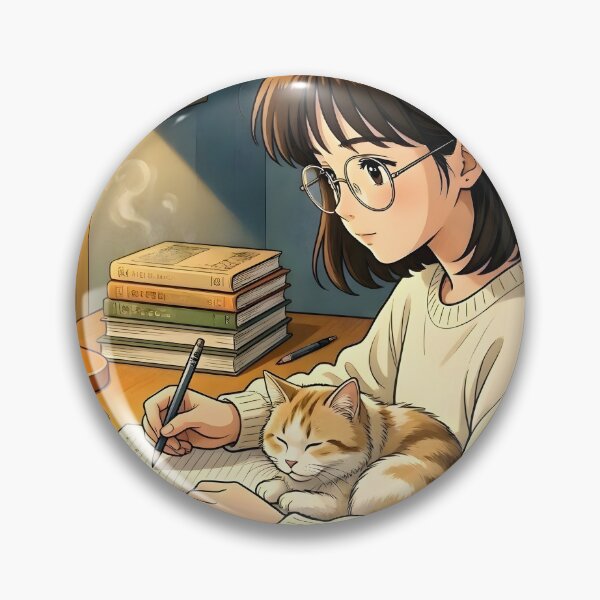 Item preview, Late Night Study - Cozy Lofi Anime Girl designed and sold by Dhenin Studio.