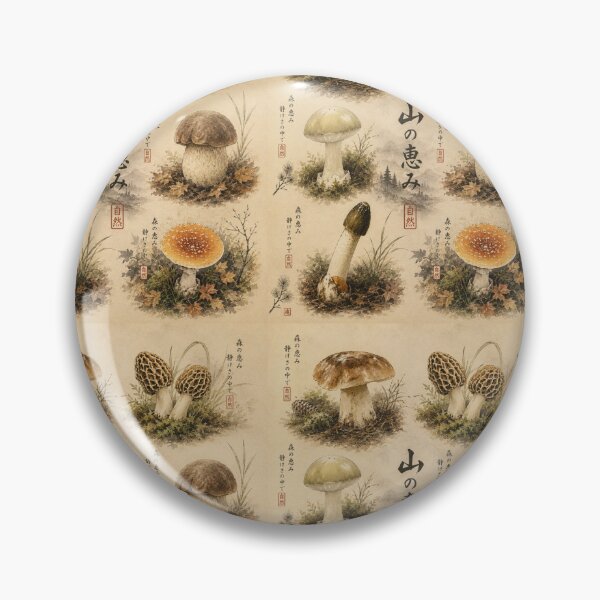 Item preview, Japanese Botanical Mushroom Chart: Vintage Forest Study designed and sold by 63Hotpeppers.