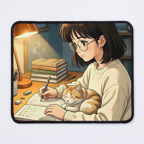 Item preview, Late Night Study - Cozy Lofi Anime Girl designed and sold by Dhenin Studio.