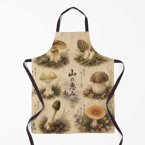 Item preview, Japanese Botanical Mushroom Chart: Vintage Forest Study designed and sold by 63Hotpeppers.