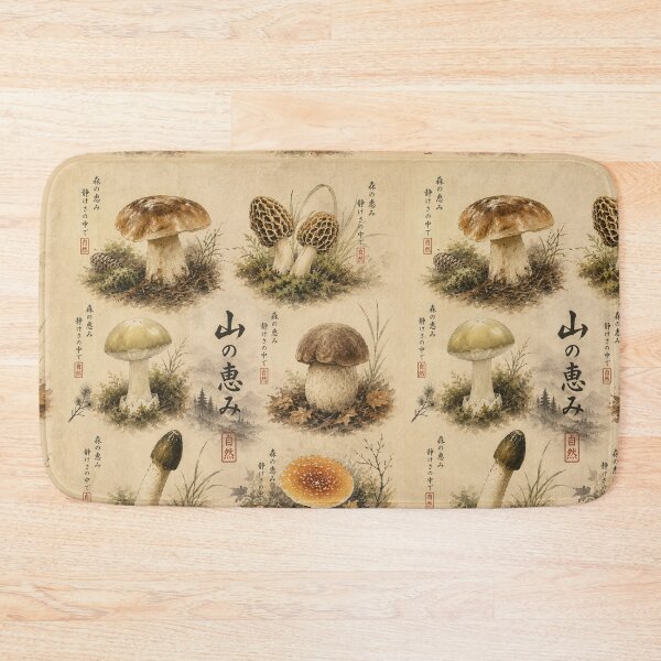 Item preview, Japanese Botanical Mushroom Chart: Vintage Forest Study designed and sold by 63Hotpeppers.