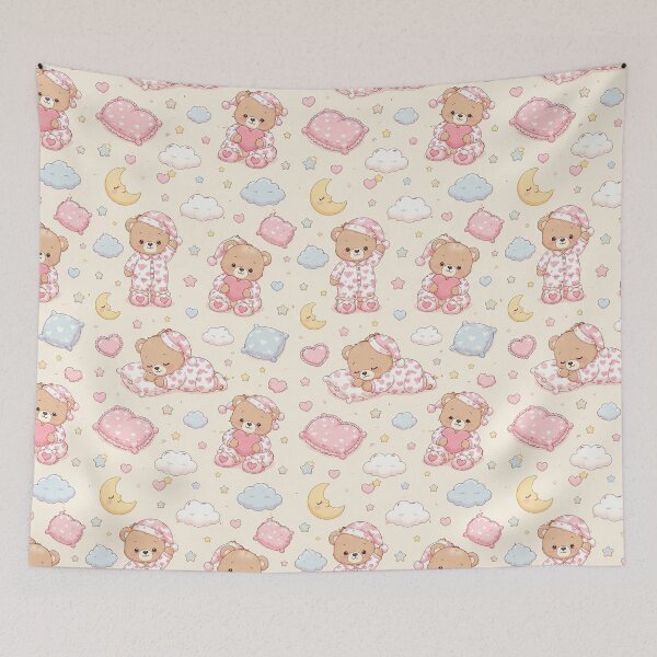 Item preview, Teddy Bear Heart Pajama Kawaii Pattern designed and sold by Soft Berry Studio.