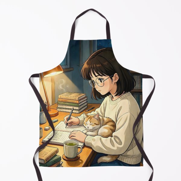 Item preview, Late Night Study - Cozy Lofi Anime Girl designed and sold by Dhenin Studio.