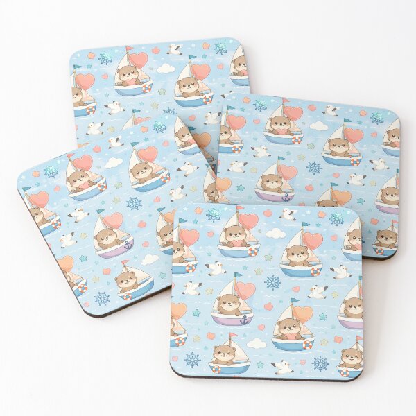 Item preview, Otter Heart Sailboat Kawaii Pattern designed and sold by Soft Berry Studio.