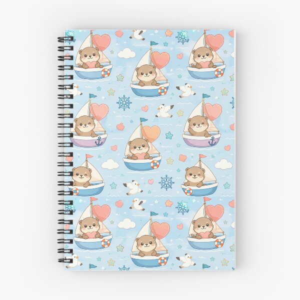 Item preview, Otter Heart Sailboat Kawaii Pattern designed and sold by Soft Berry Studio.