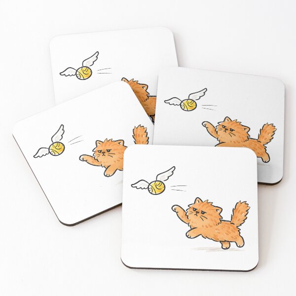 Item preview, Crookshanks Orange Cat Chasing After Golden Snitch designed and sold by pixiedustpaint.