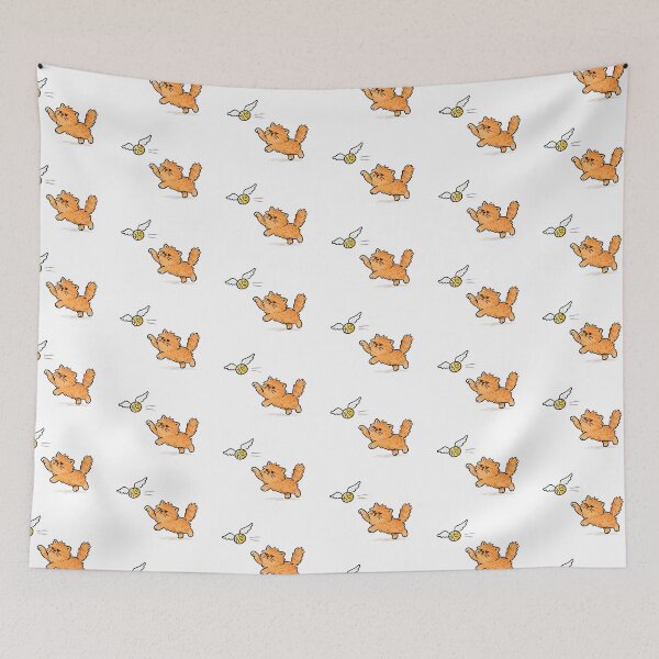 Item preview, Crookshanks Orange Cat Chasing After Golden Snitch designed and sold by pixiedustpaint.