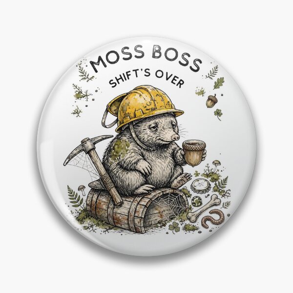 Item preview, Moss Boss Shift's Over - Tired Mole Construction Worker Cottagecore designed and sold by Neurospicy Trolls.