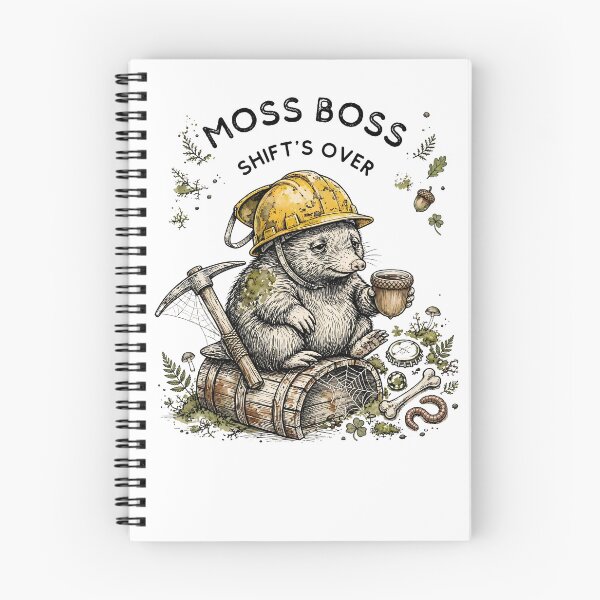 Item preview, Moss Boss Shift's Over - Tired Mole Construction Worker Cottagecore designed and sold by Neurospicy Trolls.