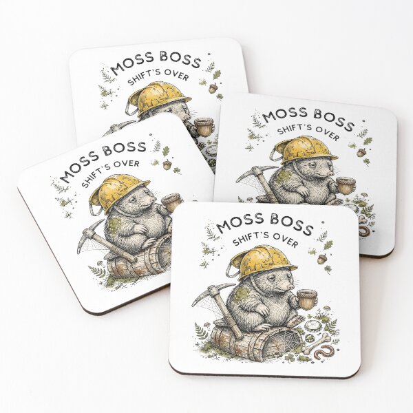 Item preview, Moss Boss Shift's Over - Tired Mole Construction Worker Cottagecore designed and sold by Neurospicy Trolls.
