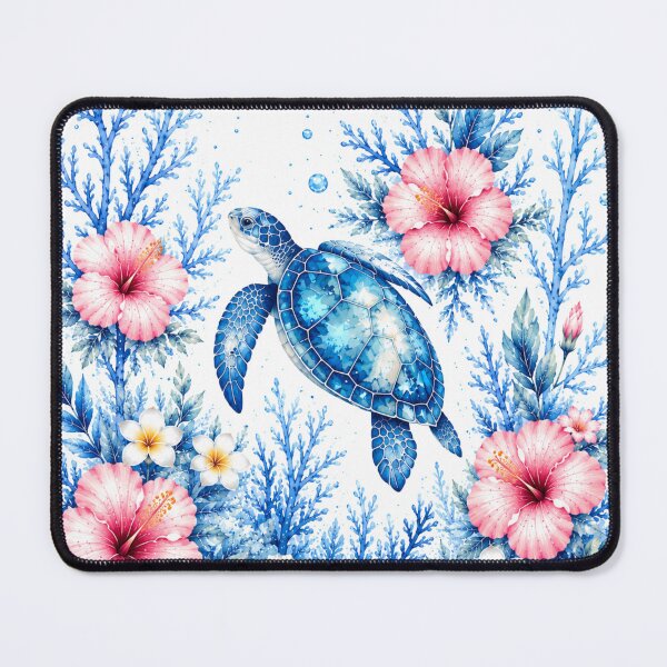 Item preview, Tropical Sea Turtle Floral Watercolor designed and sold by Yasminfayed05.
