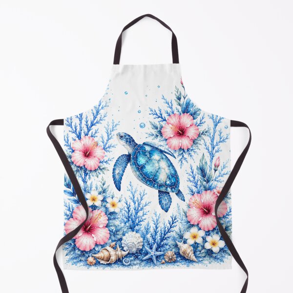Item preview, Tropical Sea Turtle Floral Watercolor designed and sold by Yasminfayed05.