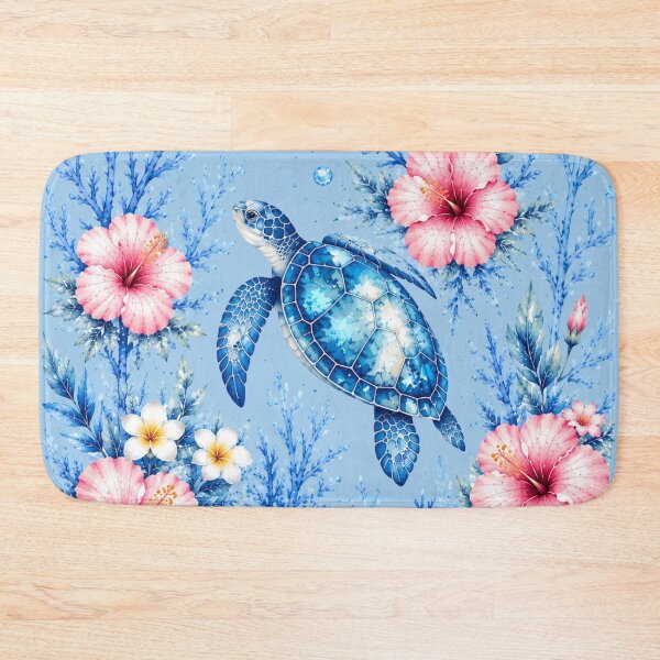 Item preview, Tropical Sea Turtle Floral Watercolor designed and sold by Yasminfayed05.