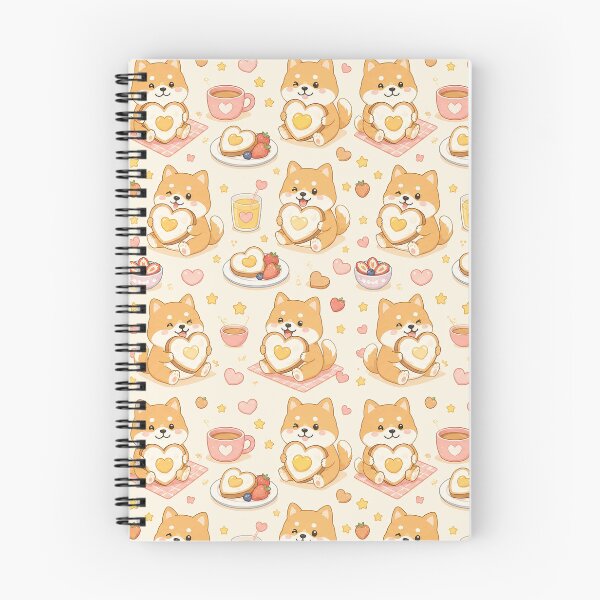 Item preview, Shiba Inu Heart Breakfast Kawaii Pattern designed and sold by Soft Berry Studio.