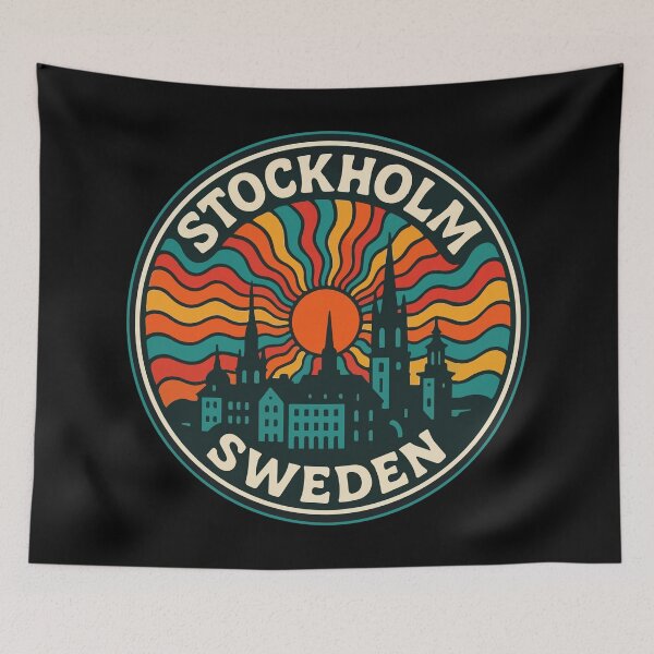 Item preview, Stockholm Sweden Scandinavia Trippy Art Travel designed and sold by TomFrontierArt.