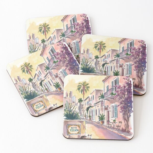 Item preview, Neve Tzedek Tel Aviv Watercolor – Historic Street Scene Art Print, Israel Travel Gift designed and sold by artshop77.
