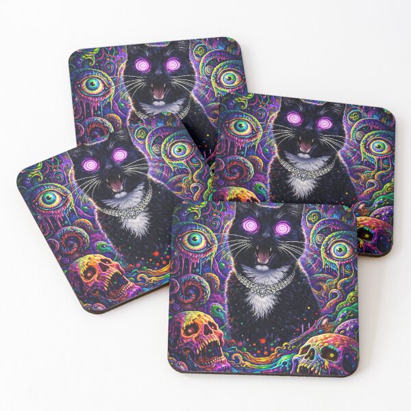 Item preview, Hypnotic Black Cat in a Neon Nightmare designed and sold by OneStepFromArt.