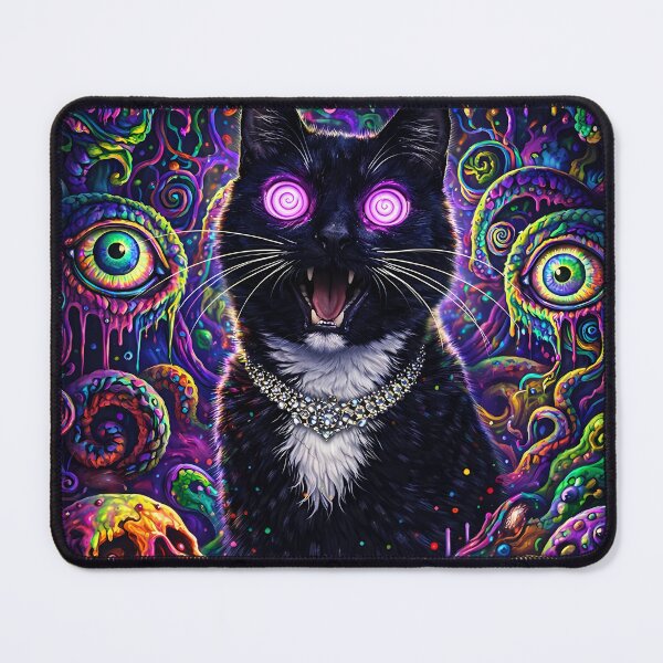 Item preview, Hypnotic Black Cat in a Neon Nightmare designed and sold by OneStepFromArt.