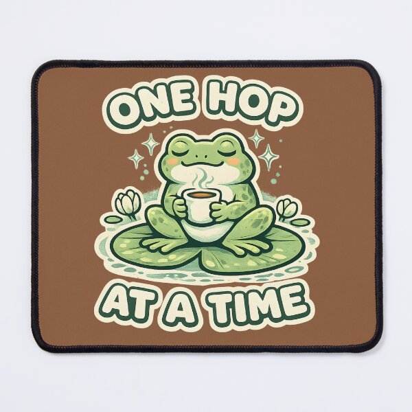 Item preview, One Hop At A Time Cute Frog Coffee Motivation  Cozy Cottagecore Kawaii Frog Vector Sticker Design designed and sold by  MAD's Recreation Studio.