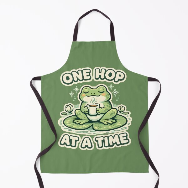 Item preview, One Hop At A Time Cute Frog Coffee Motivation  Cozy Cottagecore Kawaii Frog Vector Sticker Design designed and sold by  MAD's Recreation Studio.