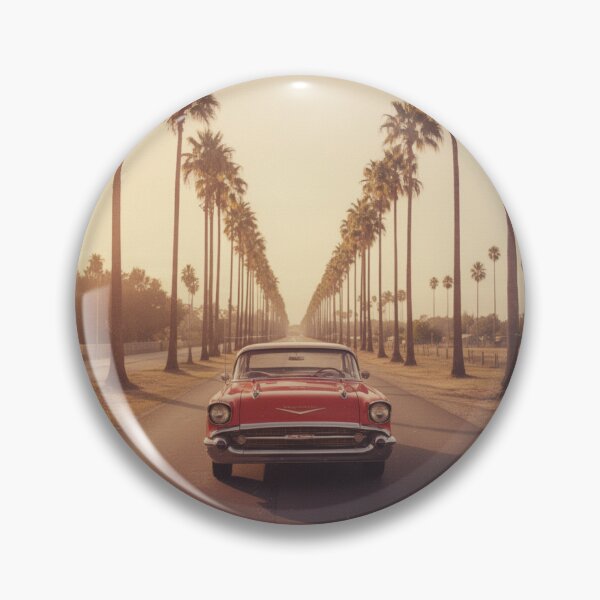 Item preview, Retro Vintage Red 80s Car with Palm Trees | Cozy Sunset Wall Art designed and sold by mayatA-rt.