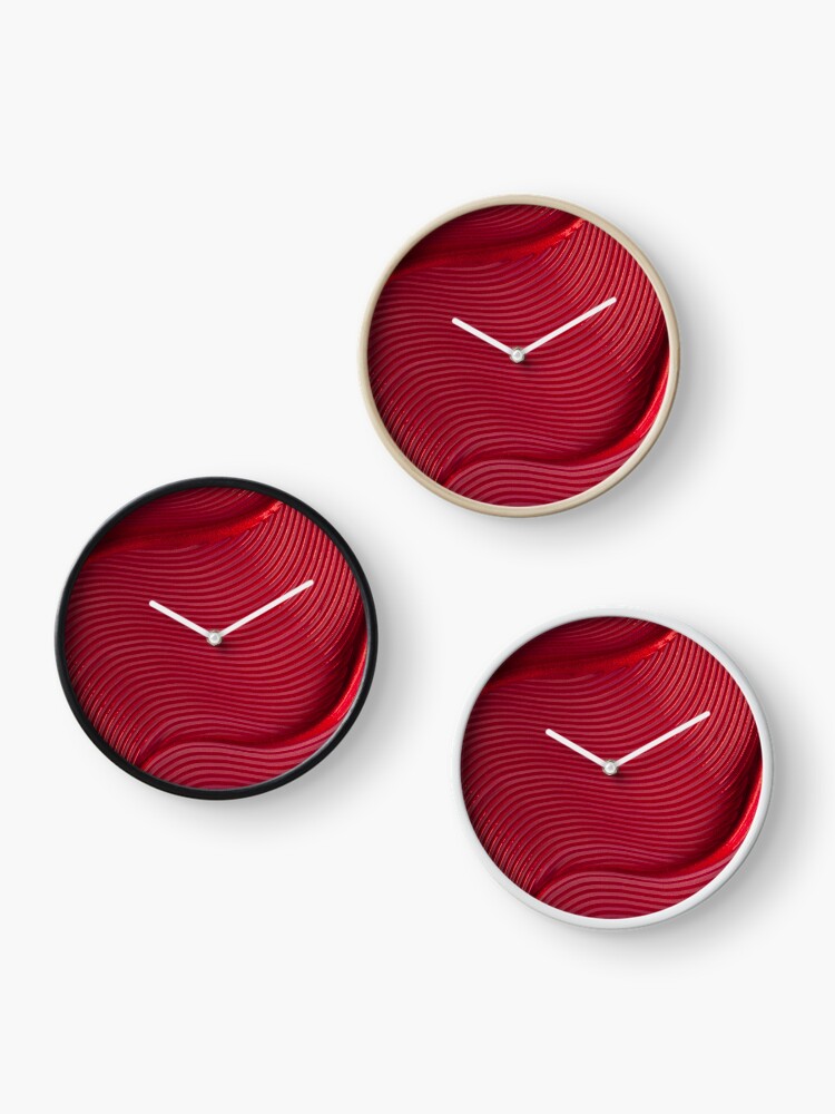 Thumbnail 3 of 4, Clock, Red Wavy Ridged Texture Abstract designed and sold by BuckaBaby.