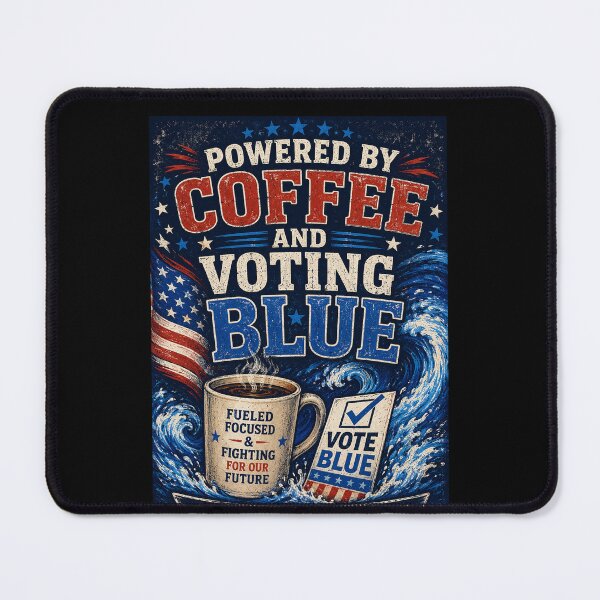 Item preview, Powered by Coffee and Voting Blue – Political Coffee Lover Design designed and sold by MySheetMusicArt.