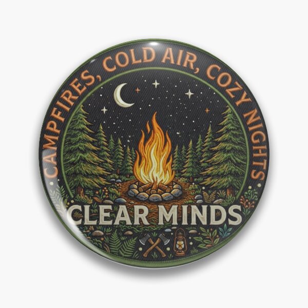 Item preview, Clear Minds Night Campfire Embroidered Patch - Forest & River Badge designed and sold by GabeMountainArt.