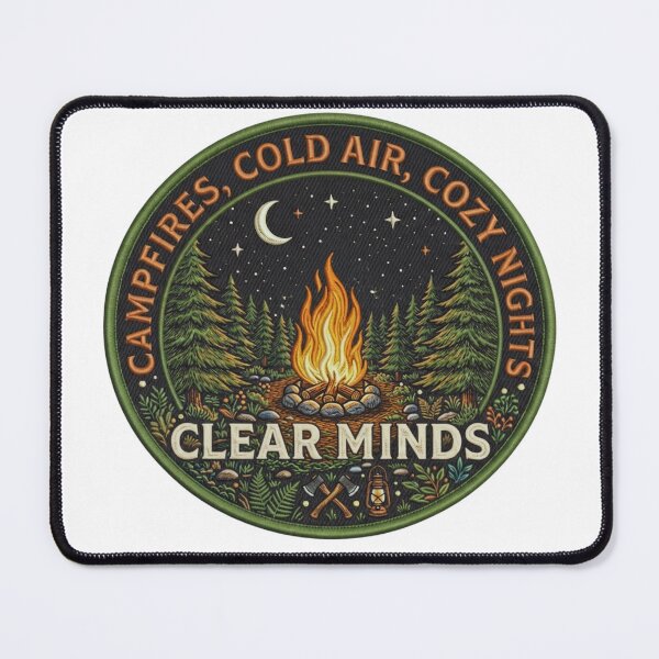Item preview, Clear Minds Night Campfire Embroidered Patch - Forest & River Badge designed and sold by GabeMountainArt.