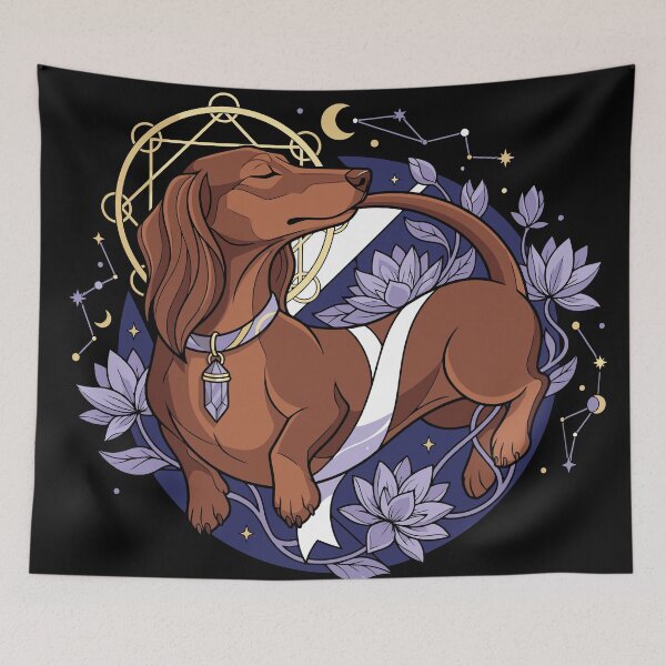 Item preview, The Endless Orbit - Mystical Dachshund Ouroboros Tarot Art designed and sold by ZUMERI.
