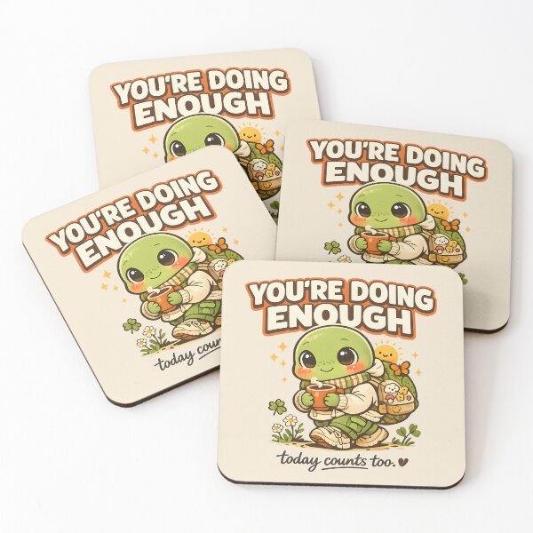 Item preview, You're Doing Enough Today Counts Too Cute Turtle Hoodie  Mental Health Motivational Cozy Vector Sticker Design designed and sold by  MAD's Recreation Studio.