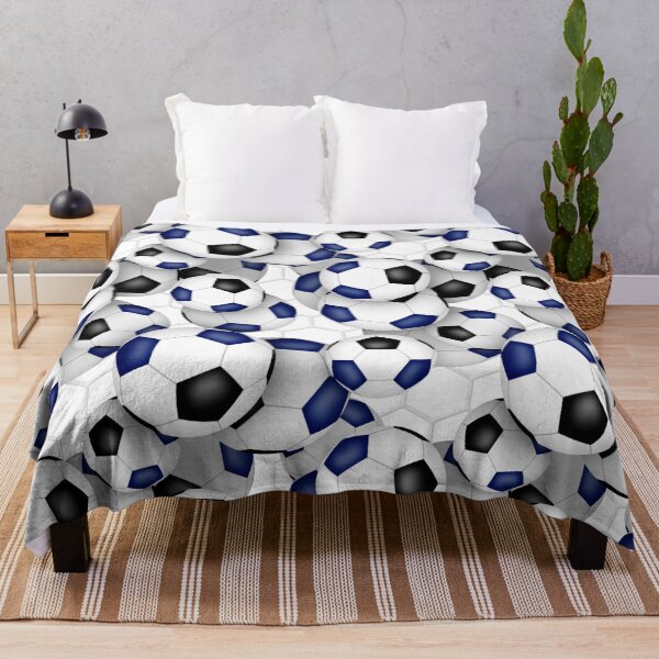Item preview, Soccer balls with goal netting accent pattern - blue & black designed and sold by katzdzynes.