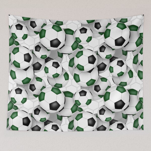 Item preview, Soccer balls with goal netting accent pattern - green & black designed and sold by katzdzynes.