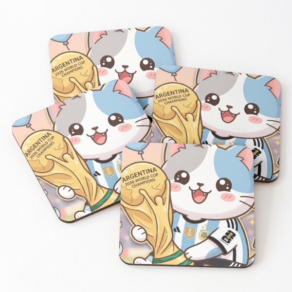 Item preview, Kawaii cat with Argentina jersey holding World Cup. designed and sold by NithskeBR.