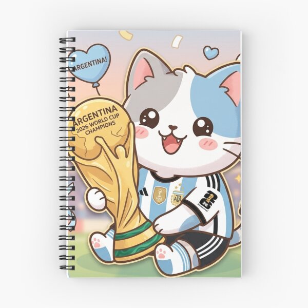 Item preview, Kawaii cat with Argentina jersey holding World Cup. designed and sold by NithskeBR.