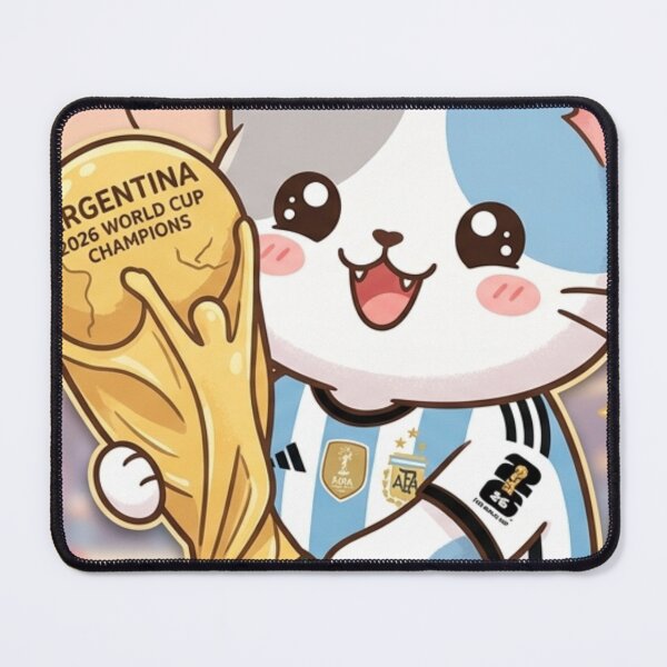 Item preview, Kawaii cat with Argentina jersey holding World Cup. designed and sold by NithskeBR.