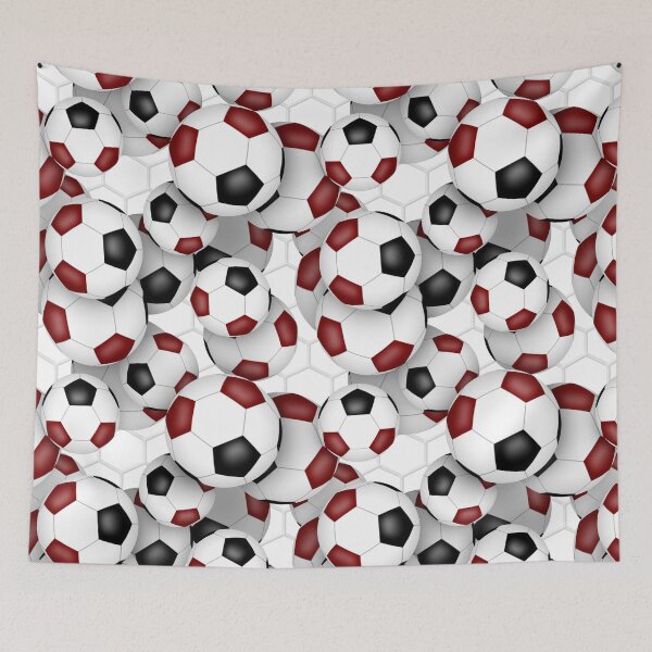 Item preview, Soccer balls with goal netting accent pattern - maroon & black designed and sold by katzdzynes.