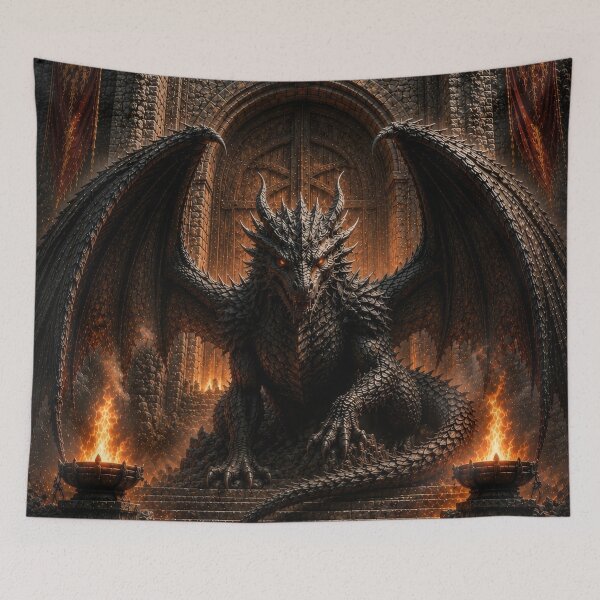 Item preview, Dark Dragon Castle – Gothic Fantasy Dragon Guardian Medieval Fortress Design designed and sold by DrakariArt.