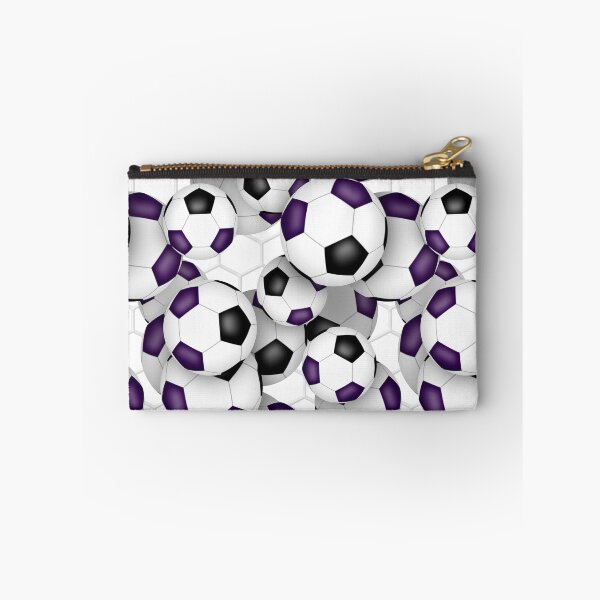 Item preview, Soccer balls with goal netting accent pattern - purple & black designed and sold by katzdzynes.
